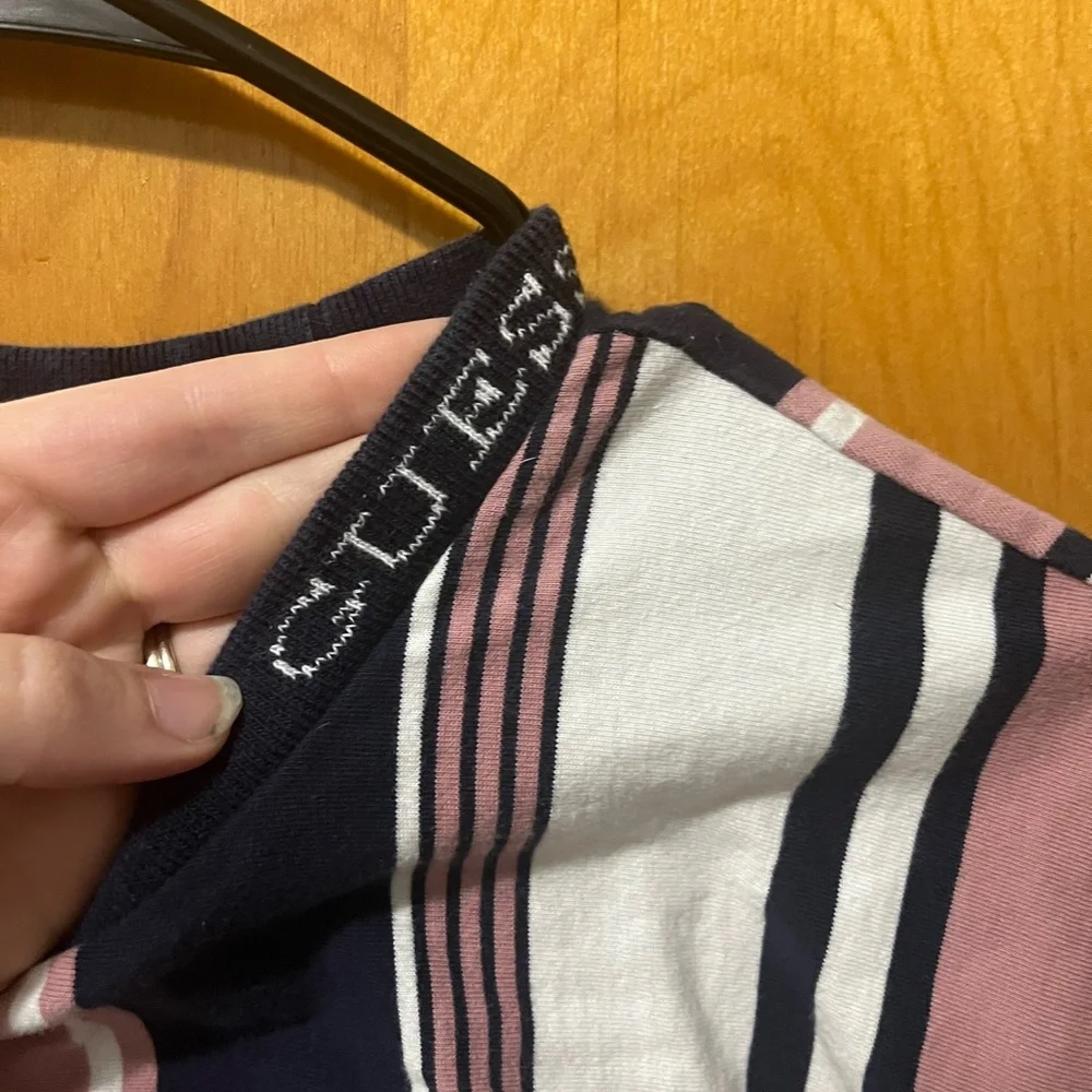 Guess Striped Crewneck Tee — Pink, Blue, White - Picture 3 of 6
